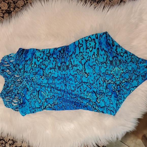 Mikoh Blue Moorea One-piece Swimsuit Macrame Halter top - Picture 3 of 10